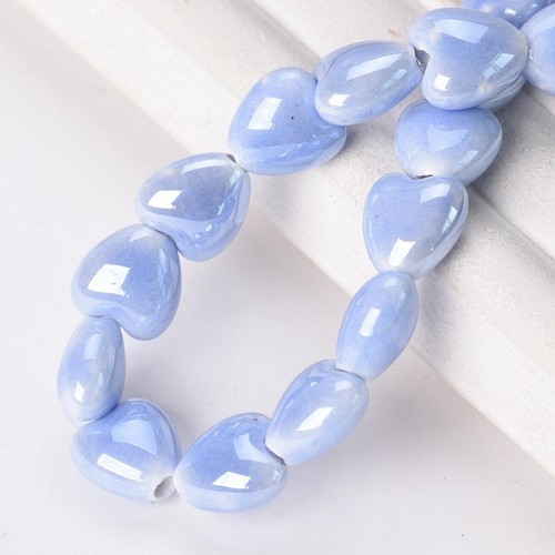 10pcs 10mm/12mm Glossy Heart Ceramic Porcelain Loose Beads For Jewelry Making - Picture 23 of 27