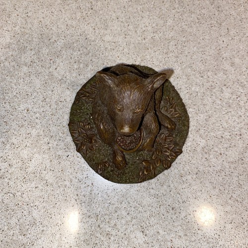 Vintage Signed R.K. Davis Sculpture Figurine~ Bear Cub in Berry Bucket - Picture 8 of 12