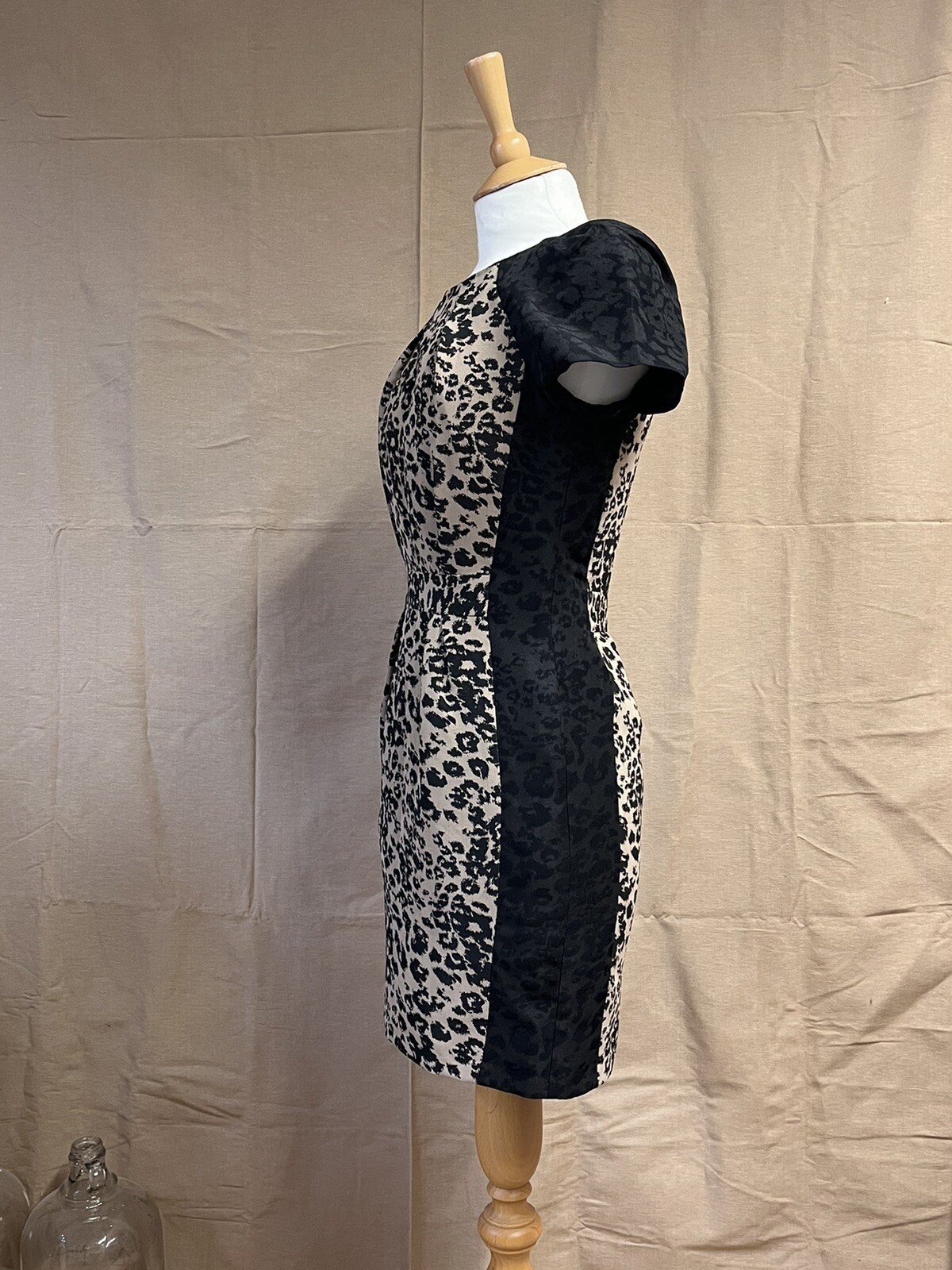 Warehouse Leopard Print Panel Lined Fitted Dress,… - image 2