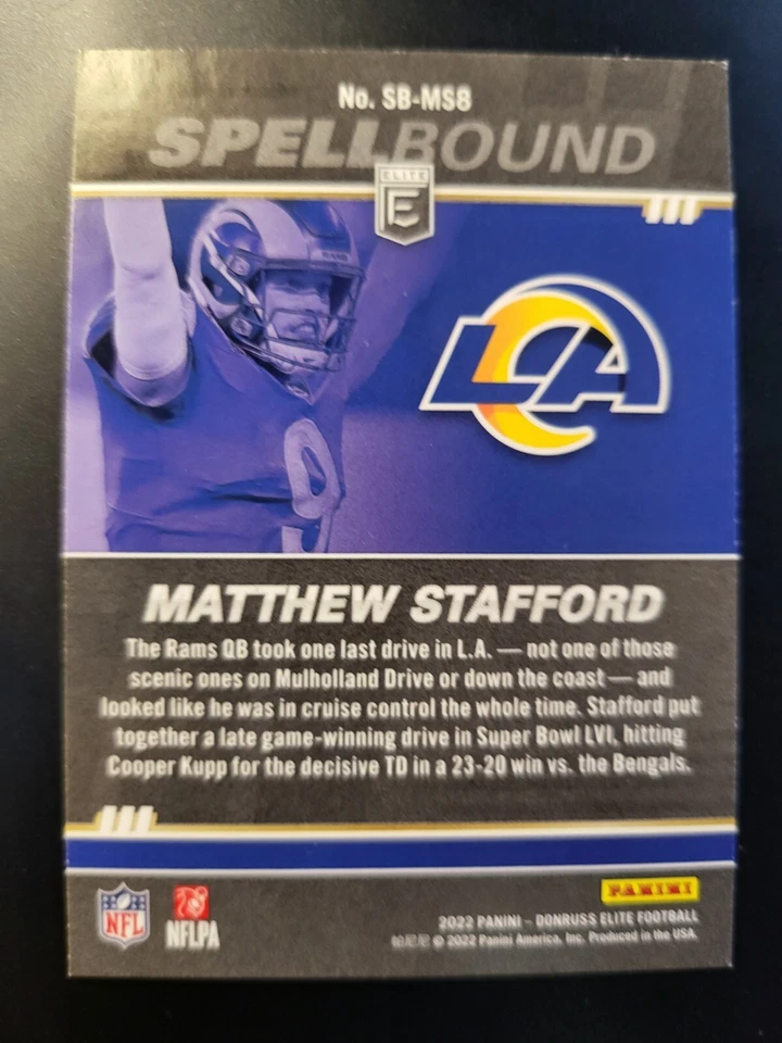 2022 Elite Matthew Stafford SPELLBOUND D PINK card #SB-ms8 - Image 2 of 2