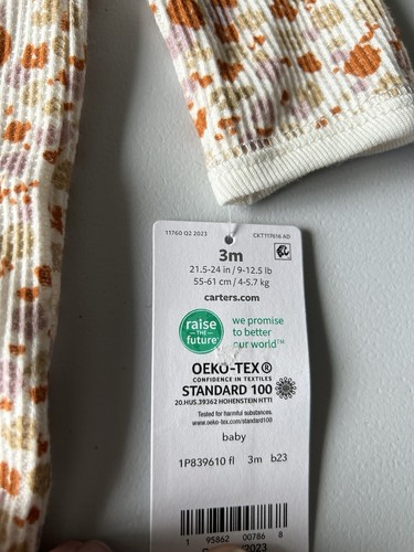 Carters Baby Girl Thermal Sleeper Size 3 M New - Picture 4 of 6