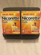 Nicorette Nicotine Gum Fruit Chill 4mg 160 Pieces Each Exp 08/2026 NIB Lot Of 2