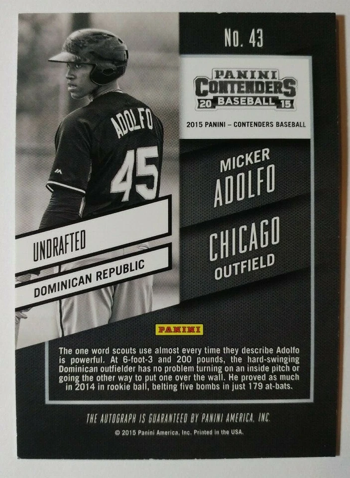 2015 CONTENDERS AUTO PLAYOFF TICKET MICKER ADOLFO 03/15 (K) - Image 2 of 2