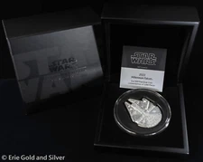 2022 $5 Niue Star Wars Millennium Falcon Shaped 3 oz Silver Coin in OGP