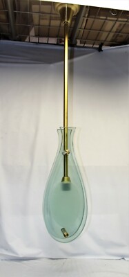 Art Deco Style pendant lamp ,Glass ,finished satin Brass  after Fontana Arte'