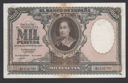 Spain 1000 Pesetas 09-01-1940 VF P. 120, Banknote, Circulated