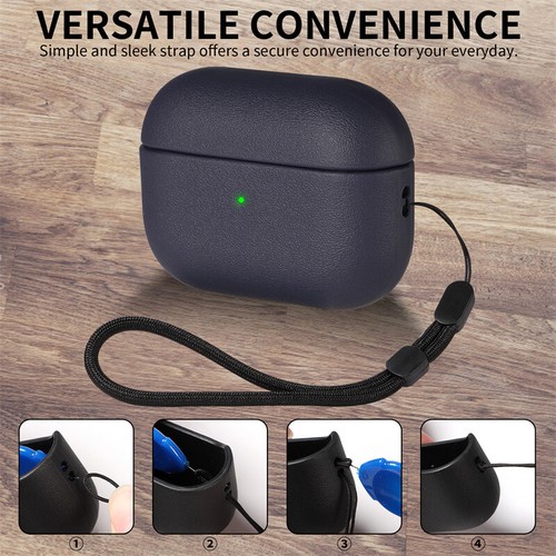Leather grain Case For AirpPods Pro 2 Case Airpods 4 3 AirPods Pro cover Apple B - Foto 9 di 32