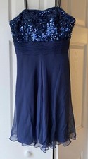 Kurt Thomas Navy Blue Silk And Sequin Dress Size 2