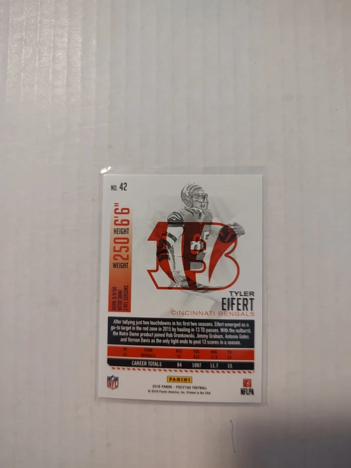 2016 Panini Prestige - Xtra Points Red #42 Tyler Eifert (PWE) - Image 2 of 2