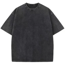 Vintage Acid Washed Oversized Drop Shoulder Heavyweight Streetwear Black T-Shirt