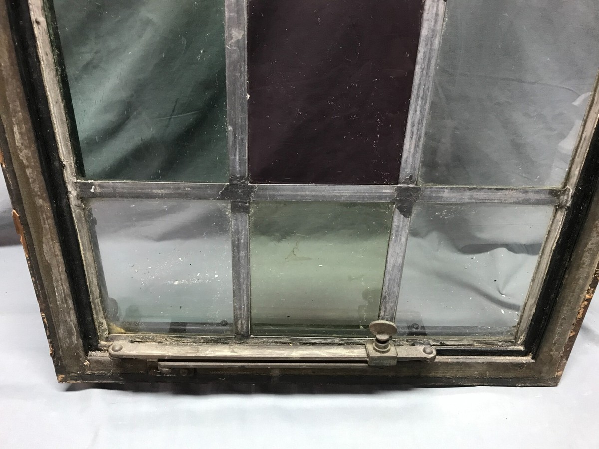 Windページです VTG Steel 16 Lite Leaded Stained-Glass 20x37 Tutor Casement
