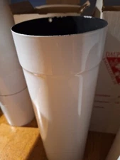 Vintage mid-century White vitreous enamel stove pipe flue 6" NOS