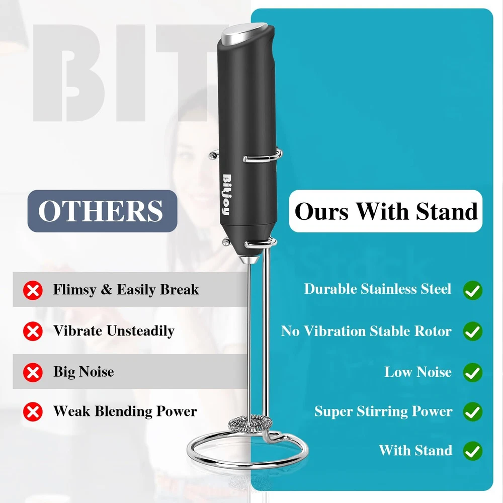 Milk Frother Electric Mixer Coffee - Battery Operated Whisk Handheld Drink St...