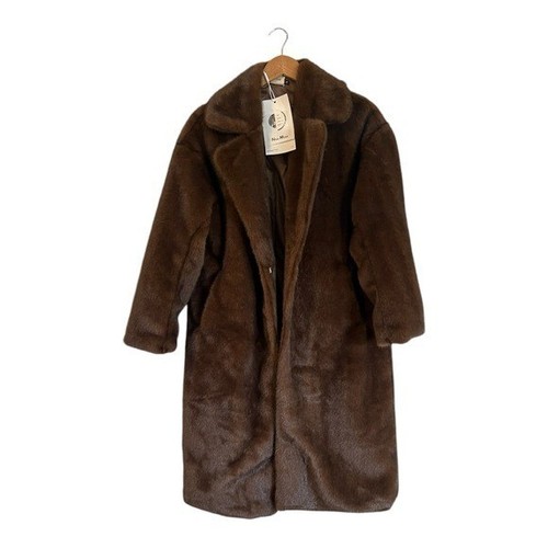 Neo Mint Faux Mink Fur Coat Brown Women's Size Small Oversized - Picture 2 of 9