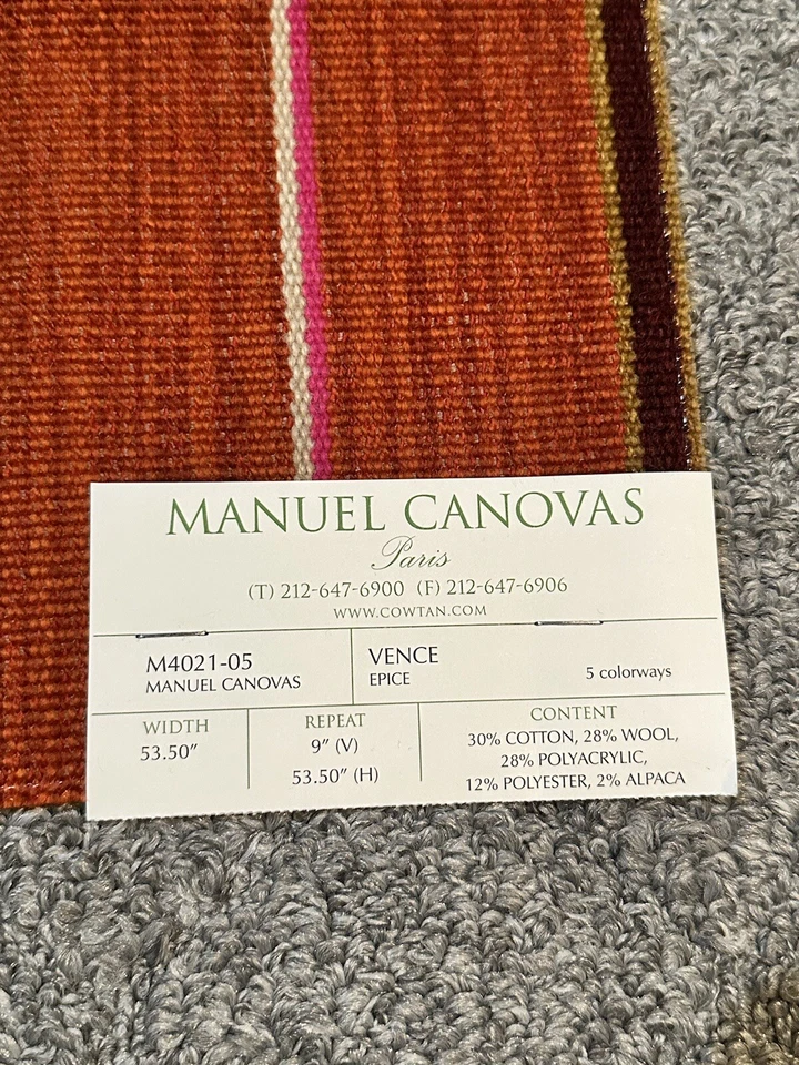 Manuel Canovas Paris Fabric 11.75” Swatch Remnant Vence Epice Cowtan Crafts - Image 2 of 4