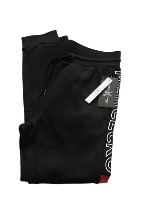 Marc Ecko Cut & Sew Mens Fleece Joggers Size Medium Black Drawstring Pants 