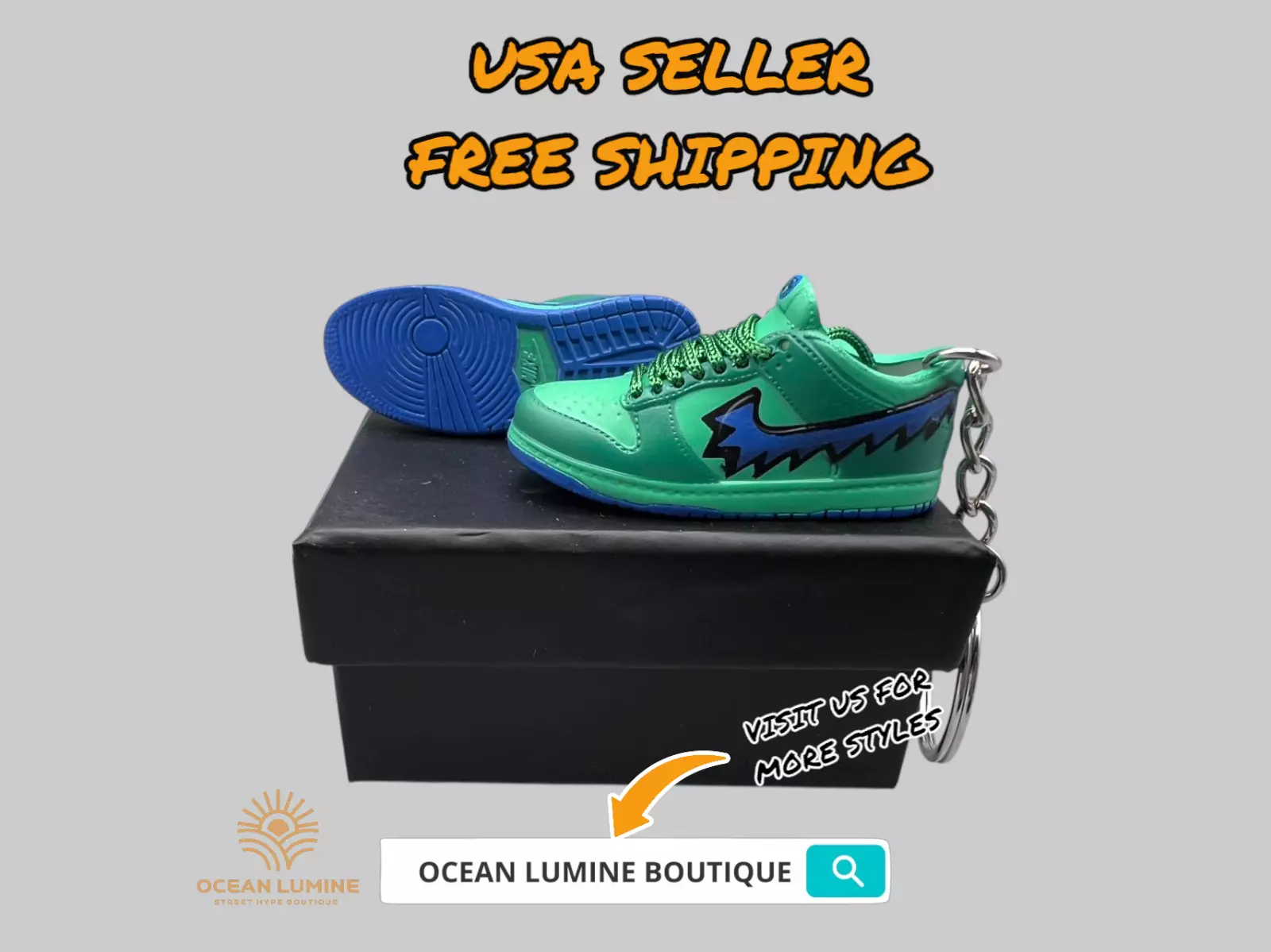 SB Dunk Low 3D Mini Sneaker Keychain, Basketball Sneaker Collectible Box Options