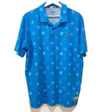 Puma Carlsbad Edition California Men s M Tropical Blue Print Short Sleeve Polo