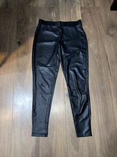 ONLY Womens Faux Leather look Leggings Black Size Large NEW WITH DEFECTS