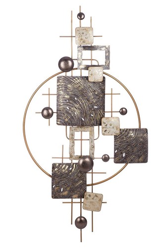 84271 Wandrelief Orbit Metall anthrazitfarben goldfarben 160 x 80 x 8cm - Bild 2 von 2