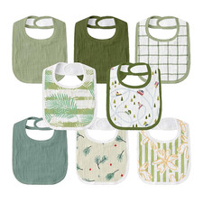 8 Pack Muslin Drool Bibs Baby Boys Girls Adjustable Bibs