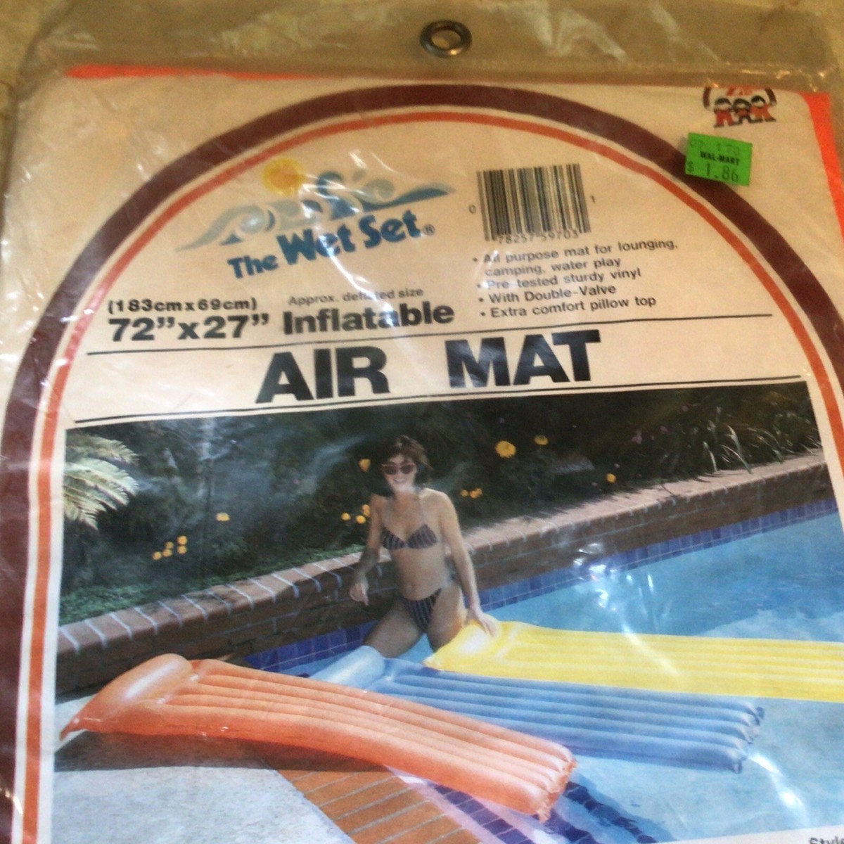 Vtg Inflatable Air Mat Orange The Wet Set 72