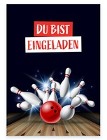 12 Einladungskarten Geburtstagseinladung Kegeln Kindergeburtstag 14,8X10,5Cm