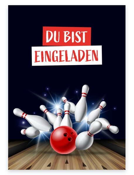 12 Einladungskarten Geburtstagseinladung Kegeln Kindergeburtstag 14,8X10,5Cm-image