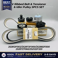 ⭐Genuine⭐ V Ribbed Belt & Tensioner & Idler Pulley 5PCS SET for Hyundai Tucson
