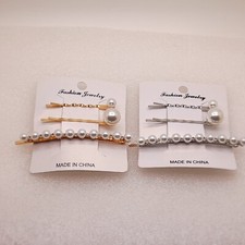 Set of 3/ 2 card Hair Clips Faux Pearl Hair Pin Accessories Fashion Stylish