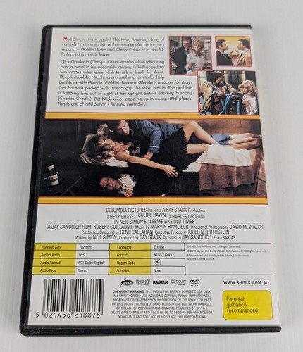 Seems Like Old Times - Genuine Region 4 DVD 1980 Goldie Hawn Chevy Chase - Picture 2 of 2