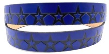 BLUE STARS EMBOSSED GENUINE COWHIDE LEATHER BELT USA MADE
