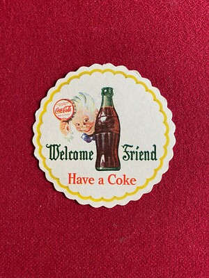 1956, Coca-Cola  ''Un-Used'', ''Sprite Boy'' Paper Coaster (Scarce / Vintage)