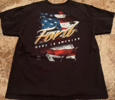 VINTAGE Y2K FORD MADE IN AMERICA PATRIOTIC FLAG GRAPHIC T-SHIRT ( MENS L ) BLACK