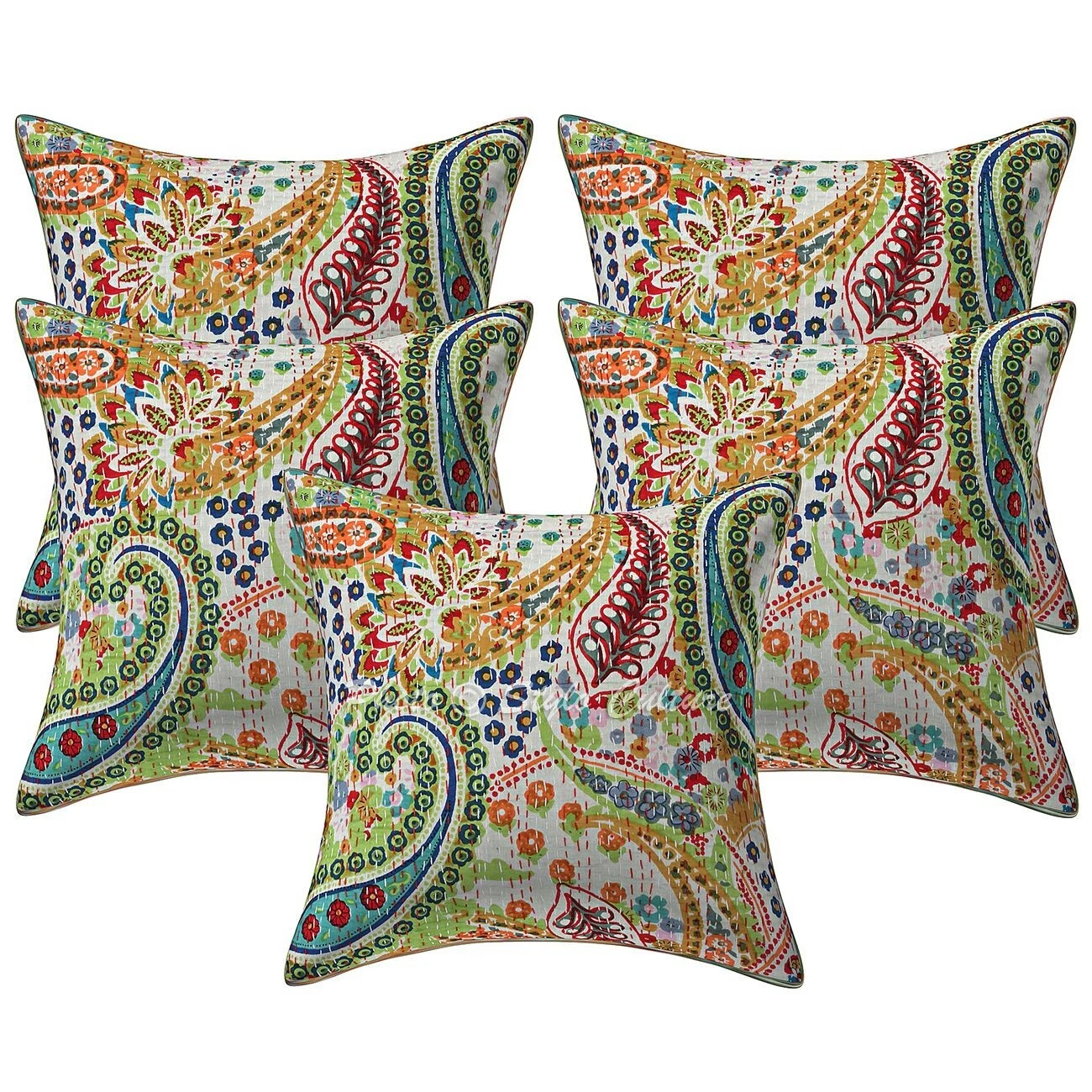 New Home Decor Boho Kantha 16 x 16 in Pillow Cover Case Handwoven Cushion Room
