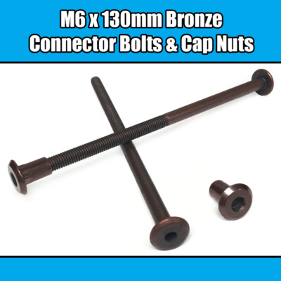 M6 x 130 mm Bronze Möbelverbinder Schrauben mit Hutmuttern Gelenkbefestigung Bett Kinderbett