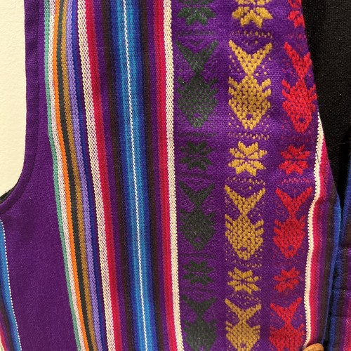 VTG Handmade Ecuadorian Boho Women's Waistcoat Vest Wool Cotton Size Lg Colorful - Picture 16 of 18