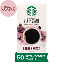 via Instant Coffee, Dark Roast Coffee, French Roast, 100 Arabica, 1 Box 50 Pac