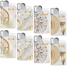 8 Bic DJEEP Lighters Elegant Textured Metallic Disposable 2 Lighter/Design White