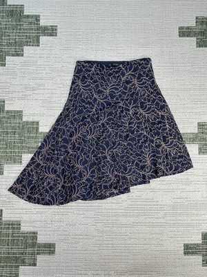 Zara Basic Asymmetrical Slant Skirt Womens Small Blue Lace Leaf Floral Side Zip