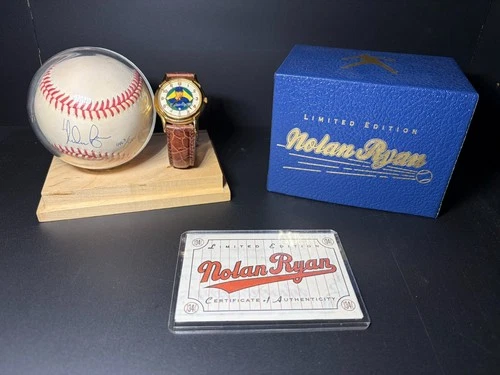 1992 Nolan Ryan Signed Limited Edition Baseball & Fossil Watch Bundle 4463/5000