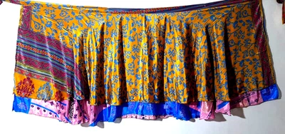 Women's Indian Sari Wrap Skirt Handmade Reversible Vintage Hippie XL Tea - Image 1 of 4