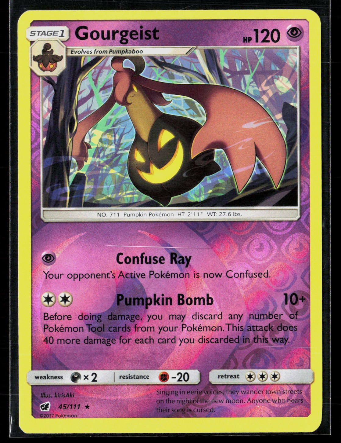 Gourgeist 45/111 Rare Reverse Holo Crimson Invasion Pokemon NM