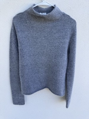 Twiggy Angora Lambswool Blend Gray Mock Neck Pullover Sweater XL