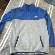 Eddie Bauer Boys Fleece Sweatshirt 1/4 Zip Blue Gray Logo Size L 14/16