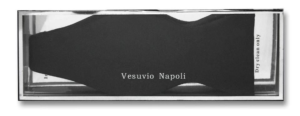 Pajarita Vesuvio Napoli AUTOCORBATA Color NEGRO Sólido Para Hombres Foto 2 de 3