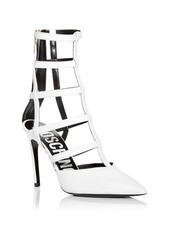 MOSCHINO Womens White Pointed Toe Stiletto Leather Heeled Gladiator Sandal 39