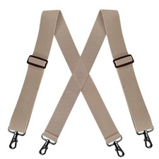 Men s Heavy Duty Belt Loops X Back 2 Inch Suspenders with 4 Snap Hooks Khaki