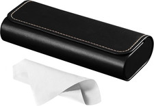 Glasses Case Hard Shell, Travel Sunglasses Case, Leather Hard Eyeglass Case for