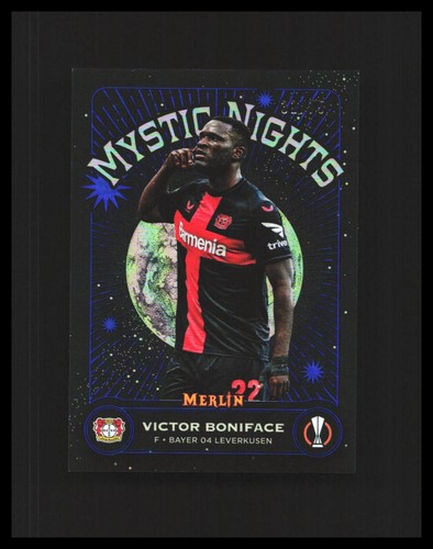 Victor Boniface [Blue Refractor] #MN-12 2023 Topps Merlin UEFA Mystic Nights card